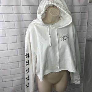 white cropped sketchy tank hoodie